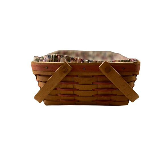 Vintage 1992 Longaberger Basket Used Floral Fabric and Plastic Liner - Picture 5 of 16